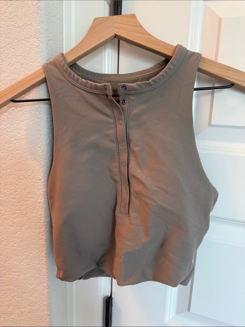 Abercrombie & Fitch Taupe Henley Crop Tank
